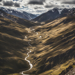 sunset in the mountains of caucasus