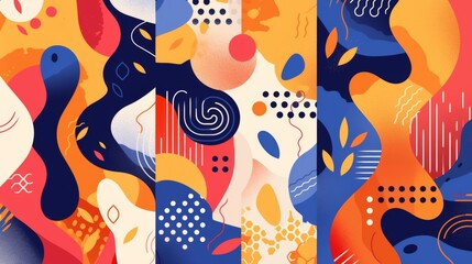 set of  three frame  Modern Abstract Covers Set Featuring Colorful Geometric Backgrounds - Minimalist Design Vector Illustration