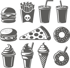 Fast Food Vector Silhouette Collection Fast food Vector illustration_07.eps
