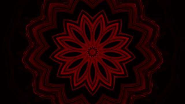 bl&uuml;tenf&ouml;rmige rote symmetrische Form, Mandala, Blume, Muster, schwarz