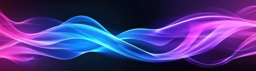 Obraz premium Abstract Purple and Blue Flowing Lines on Black Background
