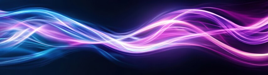 Fototapeta premium Abstract Purple and Blue Light Waves on Dark Background
