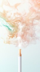 Colorful Vapor Clouds from E-Cigarette Against Light Background