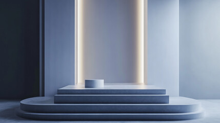 Contemporary circular podium in a minimalist setting empty, abstract, background, podium, product, presentation, studio, display, space, geometric, scene, platform, light, show, modern, showcase, wall