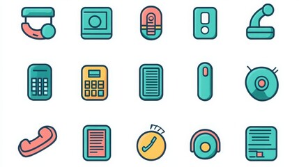 Phone Call thin line icon set. 