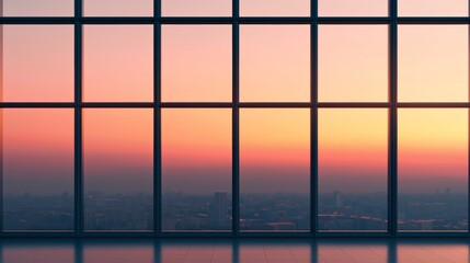 Fototapeta premium Sunset View Through Large Office Window