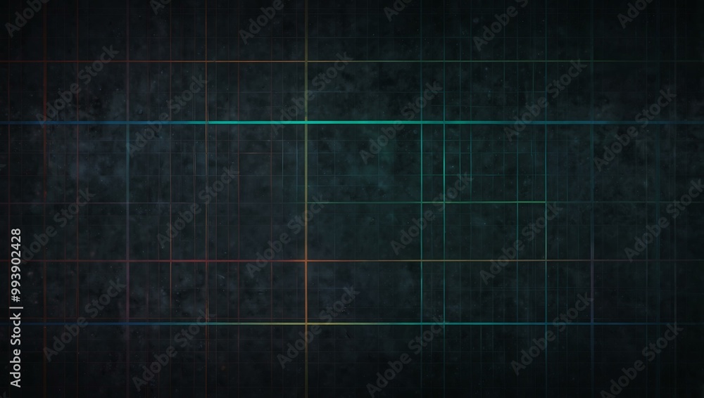 Poster pixelated grid with subtle digital noise overlay.