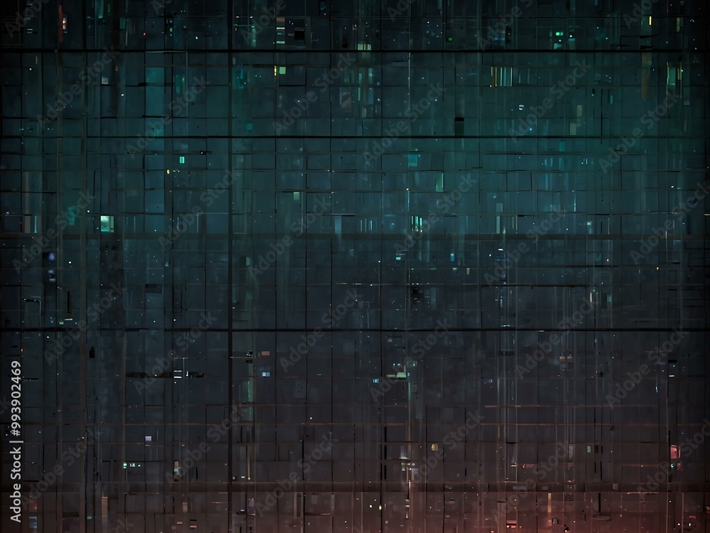 Poster pixelated grid with subtle digital noise.