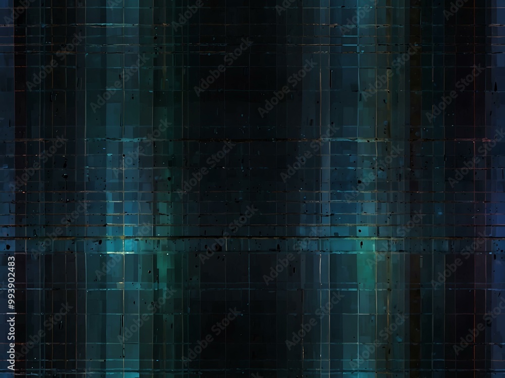 Poster pixelated grid with subtle digital noise.
