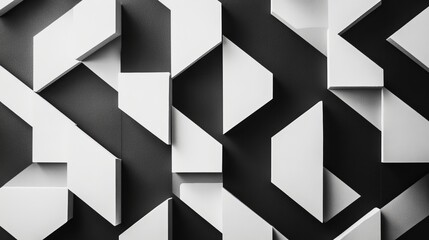 Black-and-white pattern made from a construction kit, minimalist design. 