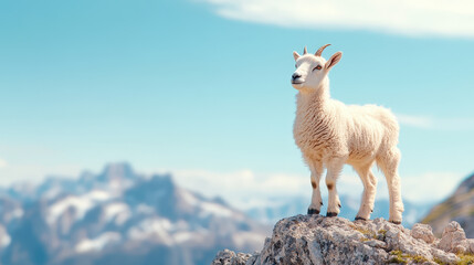 Fototapeta premium Majestic Goat on Rocky Mountain Cliff
