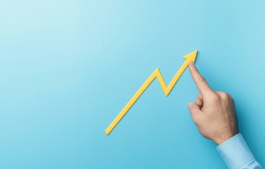 Hand Pointing Upward Arrow Graph Growth Success Business Concept