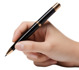 PNG Hand writing with a black pen paper hand white background.