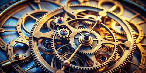 Clock Mechanism Integrated into Gears Representing Time and Precision in Engineering Design Concept