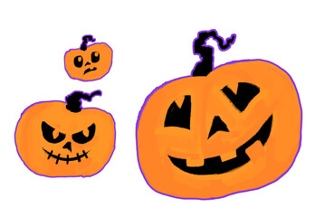 Ilustración de Halloween con Calabazas, Casa Embrujada y Personajes (Laspartes de la ilustración están separadas en archivos PNG individuales, facilitando la personalización y el reposicionamiento)