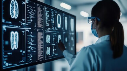 Artificial intelligence analyzing medical data for cancer detection, futuristic healthcare, colorectal cancer, AI in medicine