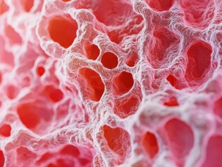 Microscopic view of cancerous cells in colon tissue, high detail, colorectal cancer, cellular pathology