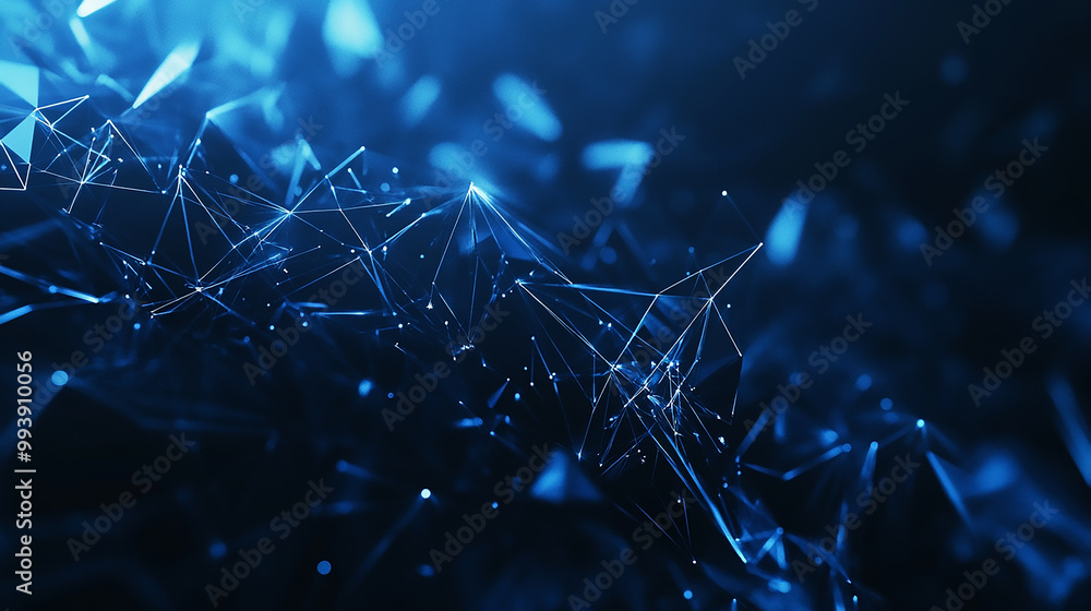 Poster abstract polygonal background with lines and dots blue plexus background