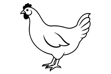 Hen silhouette illustration,Vector poultry farm icon.