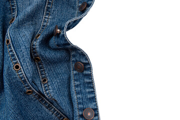 Piece denim on a white background. Denim texture