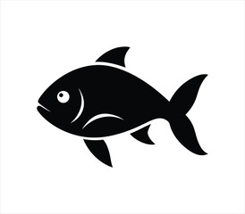 Fish Silhouette Vector Isolated On White Background