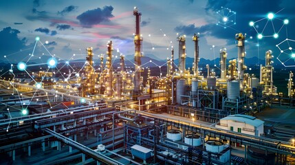 Fototapeta premium Envision an oil refinery where SCADA systems are automating hazardous processes, reducing human intervention and increasing safety