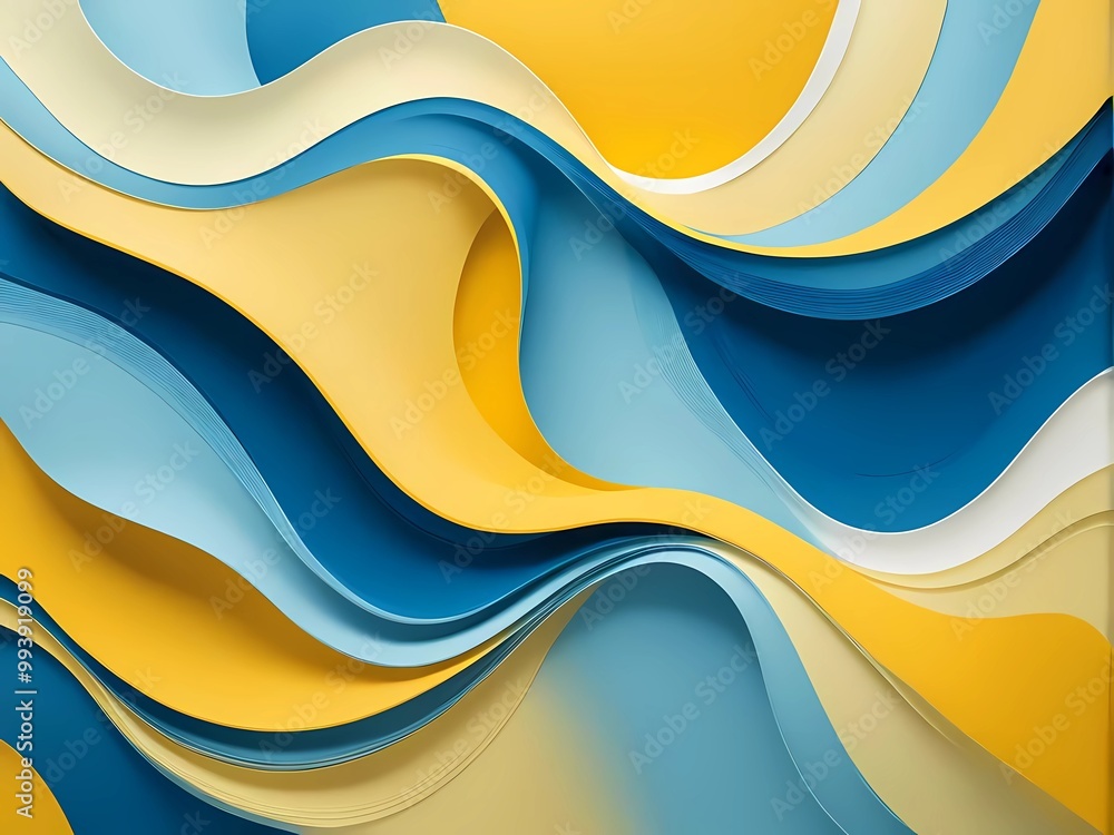 Poster the combination of blue and yellow creates a cheerful atmosphere with a soft and harmonious flow