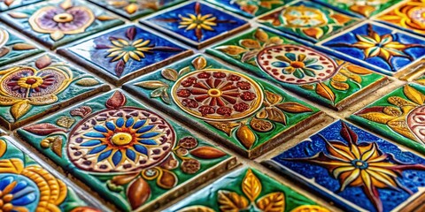 Close-up of Grout Texture on Tile Surface Showing Patterns, Color Variations, and Details