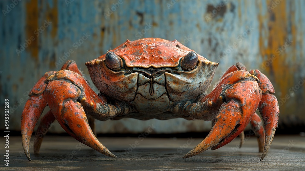 Canvas Prints Close-up of a Red Crab with Sharp Claws