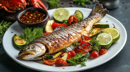 The Grilled Fish with Vegetables