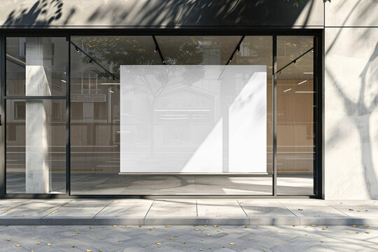 PNG storefront window display mockup, transparent design