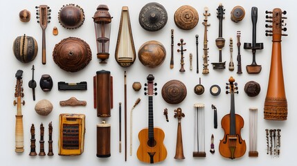 A diverse collection of instruments from various cultures, symbolizing musical inclusivity
