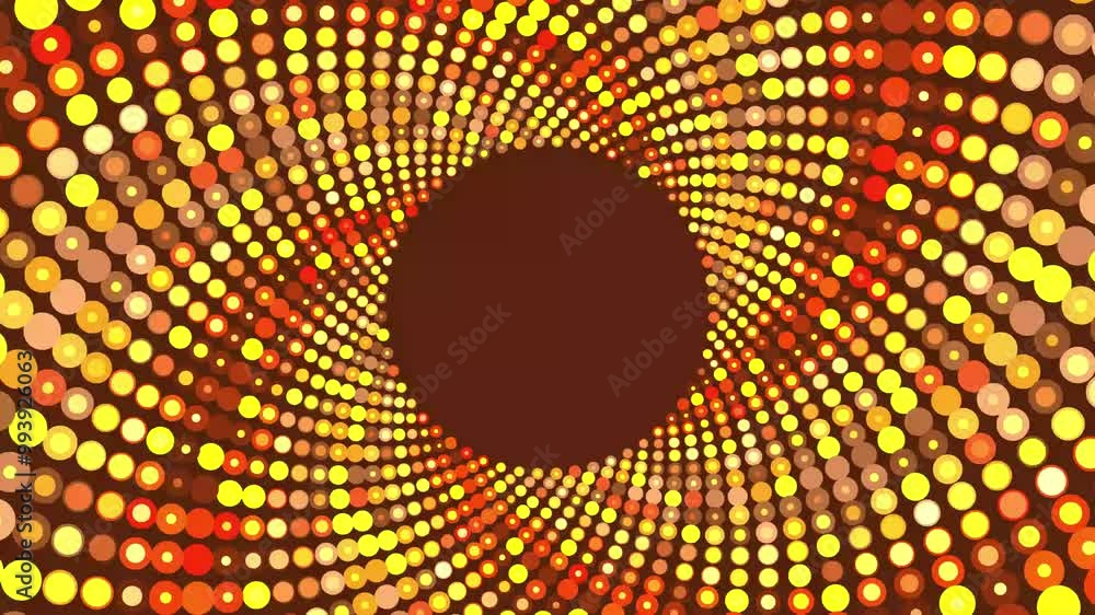 Poster animation abstract bright circle particle video on dark orange background