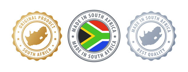 South Africa - set of stamps with map and flag. Best quality. Original product. Vector illustration