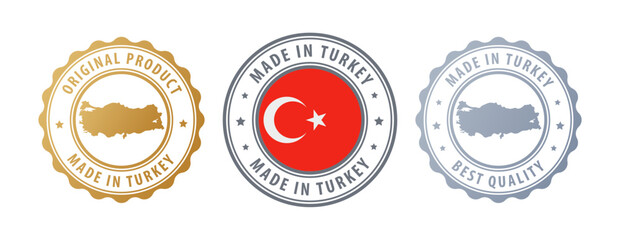 Turkey - set of stamps with map and flag. Best quality. Original product. Vector illustration
