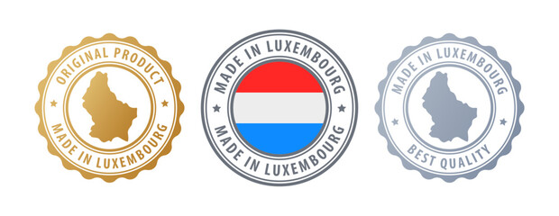 Luxembourg - set of stamps with map and flag. Best quality. Original product. Vector illustration