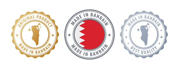Bahrain - set of stamps with map and flag. Best quality. Original product. Vector illustration