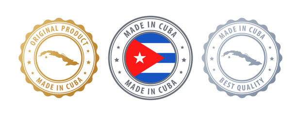 Cuba - set of stamps with map and flag. Best quality. Original product. Vector illustration