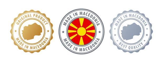North Macedonia - set of stamps with map and flag. Best quality. Original product. Vector illustration