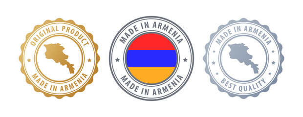 Armenia - set of stamps with map and flag. Best quality. Original product. Vector illustration