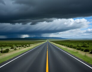 Naklejka premium Open Road with Storm Clouds