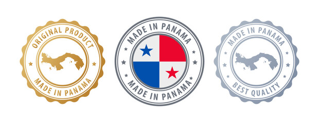 Panama - set of stamps with map and flag. Best quality. Original product. Vector illustration