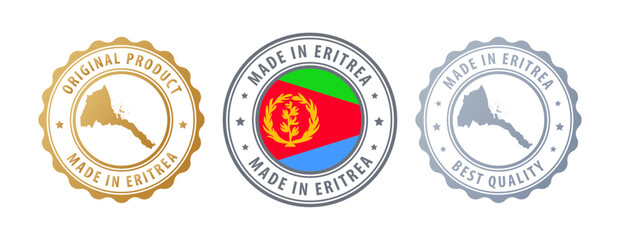 Eritrea - set of stamps with map and flag. Best quality. Original product. Vector illustration