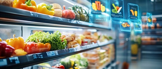Digital Interface Displaying Product Information in a Grocery Store.