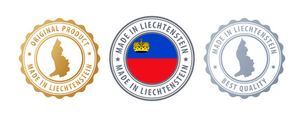 Liechtenstein - set of stamps with map and flag. Best quality. Original product. Vector illustration
