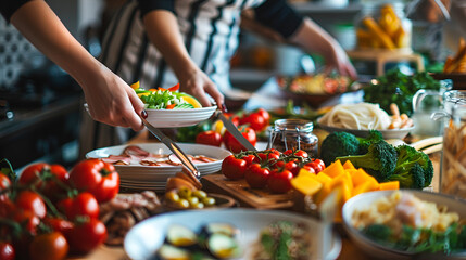 Arranging catering food