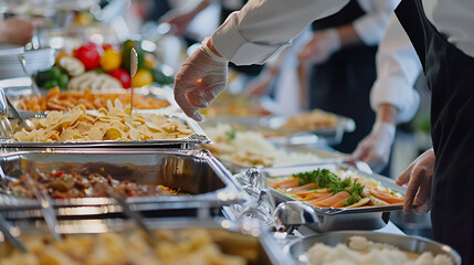 Arranging catering food