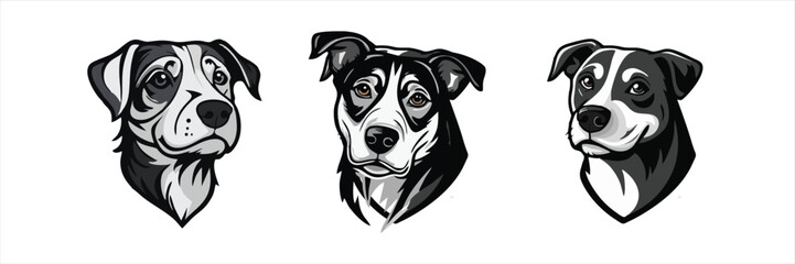 dog head vector illustration logo design set