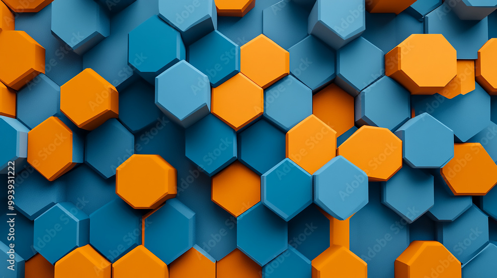 Poster abstract vector background with hexagons. landscape of the virtual world