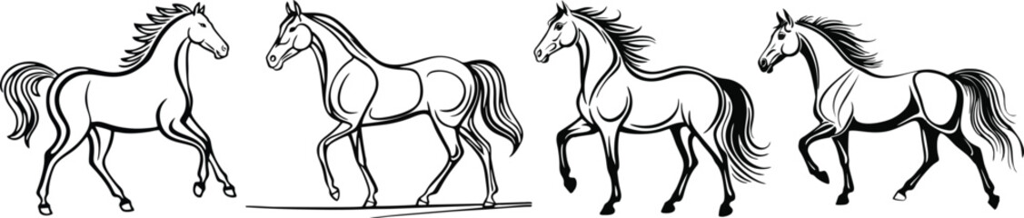set of horse vector illustration logo design 